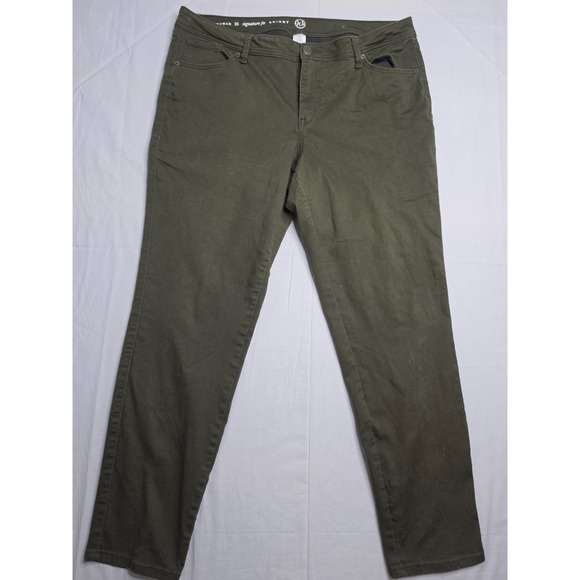 W62 Denim - W62 Signature Fit Skinny Jeans Women's 16 Olive Green Denim 5-Pocket Streetwear